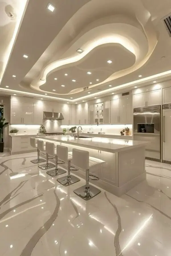 Melamine White Designer and White Marble Bronzite Kitchen