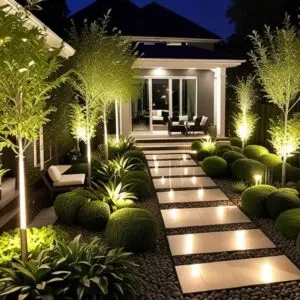 Plants & Pebbles Pathway With Plants/LED