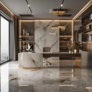 White Marble Carrara Office