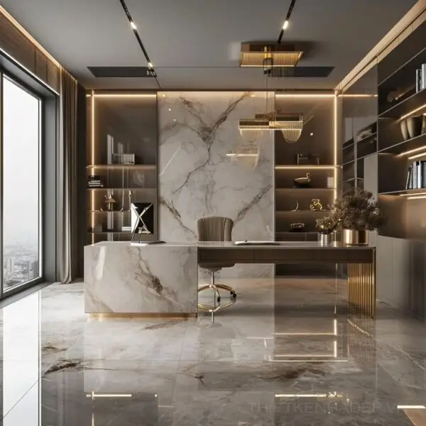 White Marble Carrara Office